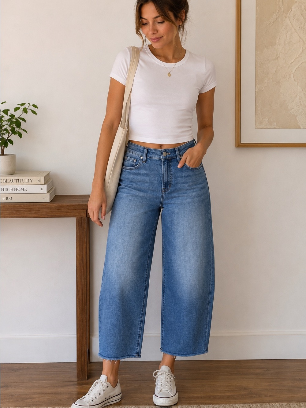 LEVEL 99 Luna Barrel Leg Ankle Denim Jeans Size 27
